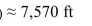 An airplane flying at an altitude of 7200 feet sights the angle of depression to a control tower to be 18°. Find the horizontal distance the plane is from the control tower. (Disregard the height of the Tower and round your answer to the nearest foot.) A) B) C) D)