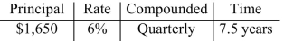 Find the future value.   A) $2,558.83 B) $2,629.58 C) $2,679.20 D) $2,579.08