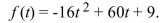 The height in feet of an object after t seconds is given by the function   Find (a)the maximum height the object will attain, and (b)the number of seconds before the object will hit the ground. Round your answers to the nearest hundredth.