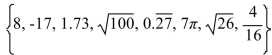 List the numbers from the following set which are whole numbers.  