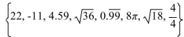 List the numbers from the following set which are natural numbers.  