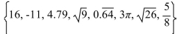 List the numbers from the following set which are whole numbers.  