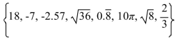 List the numbers from the following set which are integers.  