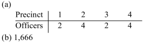 <strong>Twelve new police officers are to be assigned to four precincts. The populations of the precincts are Shown below. (a)Use Webster's method to determine how many of the 12 new officers each Precinct should receive and (b)write the modified divisor used (answers may vary). Round the Divisor to the nearest whole number, if necessary. </strong> A) B) C) D)