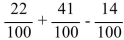 Suppose this diagram illustrates the number of women and Democrats in the U.S. Senate.   The probability that a senator is either female of Democrat can be calculated as   . Describe what the three fractions at the end of this calculation represent in terms of probability.