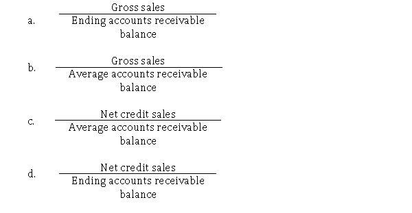 The accounts receivable turnover is calculated as