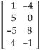 Determine the size of the matrix. -  A)  8 B)  2 × 4 C)  2 D)  4 × 2