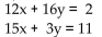 Write a system of equations associated with the augmented matrix. Do not try to solve. -  A)    B)    C)    D)   