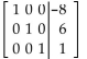 Write a system of equations associated with the augmented matrix. Do not try to solve. -  A)  x = -8y = 6z = 1 B)  x = 0y = -2z = -7 C)  x = -9y = 5z = 0 D)  x = 8y = -6z = -1