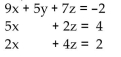Write a system of equations associated with the augmented matrix. Do not try to solve. -  A)    B)    C)    D)   