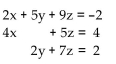 Write a system of equations associated with the augmented matrix. Do not try to solve. -  A)    B)    C)    D)   