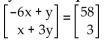 Solve the system of equations corresponding to the given matrix equation. -  A)  {(4, -9) } B)  {(0, 0) } C)  {(-9, 4) } D)  {(-18, 8) }