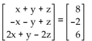 Solve the system of equations corresponding to the given matrix equation. -  A)  {(-2, 7, 3) } B)  {(-7, 2, -3) } C)  {(7, -2, 3) } D)  {(0, 2, -3) }