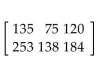 Solve the problem. -Factory A makes 9 model-A, 5 model-D, and 8 model-M train sets. Factory B makes 11 model-A, 6 model-D, and 8 model-M train sets. If model-A sells for $15, model-D for $23, and model-M for $35, write a 2 x 3 matrix To summarize the income by model. A)    B)    C)    D)   