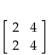 Given matrices A and B, find the indicated matrix if possible. -A = -1 -2 , B =   Find AB. A)    B)    C)  AB is not defined. D)   