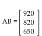 Find a matrix A and a column matrix B that describe the following tables involving credits and tuition costs. Find the matrix product AB, and interpret the significance of the entries of this product. -  A)    The number of credits for Student 1 is 12, the number of credits for Student 2 is 17, and the number ofcredits for Student 3 is 15. B)    Tuition for Student 1 is $920, tuition for Student 2 is $820, and tuition for Student 3 is $650. C)    The number of credits for Student 1 is 17, the number of credits for Student 2 is 15, and the number ofcredits for Student 3 is 12. D)    Tuition for Student 1 is $820, tuition for Student 2 is $670, and tuition for Student 3 is $900.