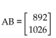 Find a matrix A and a column matrix B that describe the following tables involving credits and tuition costs. Find the matrix product AB, and interpret the significance of the entries of this product. -  A)    College A costs $892 and College B costs $1026. B)    College A costs $937 and College B costs $1140. C)    Tuition for Student 1 is $1241, tuition for Student 2 is $1118, and tuition for Student 3 is $863. D)    Tuition for Student 1 is $1231, tuition for Student 2 is $1088, and tuition for Student 3 is $858.