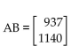 Find a matrix A and a column matrix B that describe the following tables involving credits and tuition costs. Find the matrix product AB, and interpret the significance of the entries of this product. -  A)    College A costs $892 and College B costs $1026. B)    College A costs $937 and College B costs $1140. C)    Tuition for Student 1 is $1241, tuition for Student 2 is $1118, and tuition for Student 3 is $863. D)    Tuition for Student 1 is $1231, tuition for Student 2 is $1088, and tuition for Student 3 is $858.