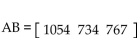 Find a matrix A and a column matrix B that describe the following tables involving credits and tuition costs. Find the matrix product AB, and interpret the significance of the entries of this product. -  A)    Tuition for Student 1 is $1065, tuition for Student 2 is $718, and tuition for Student 3 is $765. B)    Tuition for Student 1 is $1055, tuition for Student 2 is $732, and tuition for Student 3 is $757. C)    Tuition for Student 1 is $1054, tuition for Student 2 is $734, and tuition for Student 3 is $767. D)    Tuition for Student 1 is $1048, tuition for Student 2 is $734, and tuition for Student 3 is $743.