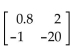 Find the determinant of the given matrix. -  A)  -18 B)  0 C)  -14 D)  14
