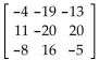 Find the minor for the element in the first row and second column of the given matrix. -  A)  105 B)  63 C)  303 D)  -84