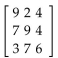 Find the determinant of the given matrix. -  A)  214 B)  1150 C)  262 D)  -262