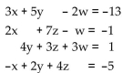 Use Cramer's rule to solve the system. -  A)  1, -2, 0, 3 B)    C)    D)   