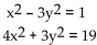 Solve the system. -  A)  {(1, 2) , (-1, 2) , (1, -2) , (-1, -2) } B)  {(2, 1) , (-2, -1) } C)  {(-1, 2) , (1, -2) } D)  {(2, 1) , (2, -1) , (-2, 1) , (-2, -1) }