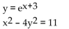 Solve the system by graphing on a calculator. Round to the nearest hundredth if necessary. -  A)  {(2.75, 1.28) } B)  {(2.75, -1.28) } C)  {(1.04, -0.14) , (3.52, -1.69) } D)  {(-3.52, 0.59) }