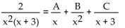 Find A, B, and C for the partial fraction decomposition. -  A)    B)    C)    D)   