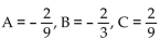 Find A, B, and C for the partial fraction decomposition. -  A)    B)    C)    D)   