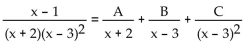 Find A, B, and C for the partial fraction decomposition. -  A)    B)    C)    D)   