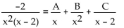 Find A, B, and C for the partial fraction decomposition. -  A)    B)    C)    D)   