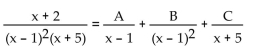 Find A, B, and C for the partial fraction decomposition. -  A)    B)    C)    D)   