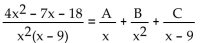 Find A, B, and C for the partial fraction decomposition. -  A)    B)    C)  A = 1, B = 2, C = 3 D)  A = 3, B = 1, C = 2