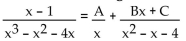 Find the unknowns on the right side of the partial fraction decomposition. -  A)    B)    C)    D)   
