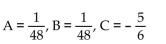 Find the unknowns on the right side of the partial fraction decomposition. -  A)    B)    C)    D)   