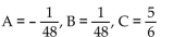 Find the unknowns on the right side of the partial fraction decomposition. -  A)    B)    C)    D)   