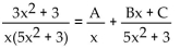 Find the unknowns on the right side of the partial fraction decomposition. -  A)  A = -2, B = 0, C = 1 B)  A = -2, B = 1, C = 0 C)  A = 1, B = -2, C = 0 D)  A = 1, B = 0, C = -2