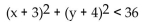 Provide an appropriate response. -Which one of the following is a description of the graph of the inequality?   A)  the region outside a circle with center (-3, -4)  B)  the region inside the circle with center (3, 4) and radius 6 and radius 6 C)  the region inside a circle with center (-3, -4)  D)  the region outside a circle with center (3, 4) and radius 6 and radius 6