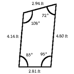 Find the area of the region. -Round to the nearest hundredth of a square foot.   A)    B)    C)    D)   