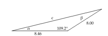 Solve the triangle. Approximate values to the nearest tenth when appropriate. -  A)    B)    C)    D)  No solution