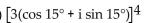 Use De Moivre's theorem to simplify the expression. Write the answer in the form a + bi. -  A)    B)  81i C)    D)   