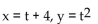 Eliminate the parameter of the pair of parametric equations. -  A)    B)    C)    D)   
