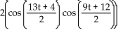 Use a sum-to-product identity to rewrite the expression. -sin (11t + 8)  + sin (2t - 4)  A)    B)    C)    D)   