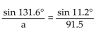 Solve the equation. -  A)  284.8 B)  282.2 C)  352.3 D)  23.9