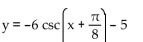 Find the equation for the curve in its final position. -The graph y = csc (x)  is shifted a distance of   to the right, stretched by a factor of 6, translated 5 units upward, then reflected in the x-axis. A)    B)    C)    D)   
