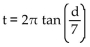 Solve the problem. -A rotating beacon is located a distance d from a long wall. The distance d is given by d = 7 tan   where t is the time measured in seconds since the beacon started rotating. Solve the equation for t. A)    B)    C)    D)   