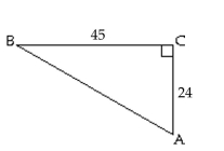 Find the exact value of the indicated trigonometric function for the given right triangle. -  Find sec A and csc A. A)    B)    C)    D)   