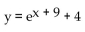 Write the equation of the graph in its final position. -The graph of y =   is translated 9 units to the right, reflected in the y-axis, and then translated 4 units downward. A)    B)    C)    D)   